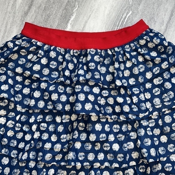 Lane Bryant tiered polka dot skirt blue & white with red band size 18/20 - Picture 3 of 9